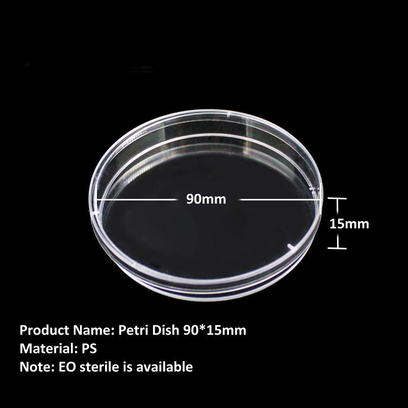 Disposable Sterile Round Clear Plastic PS 90X15mm Cell Culture Petri Dish