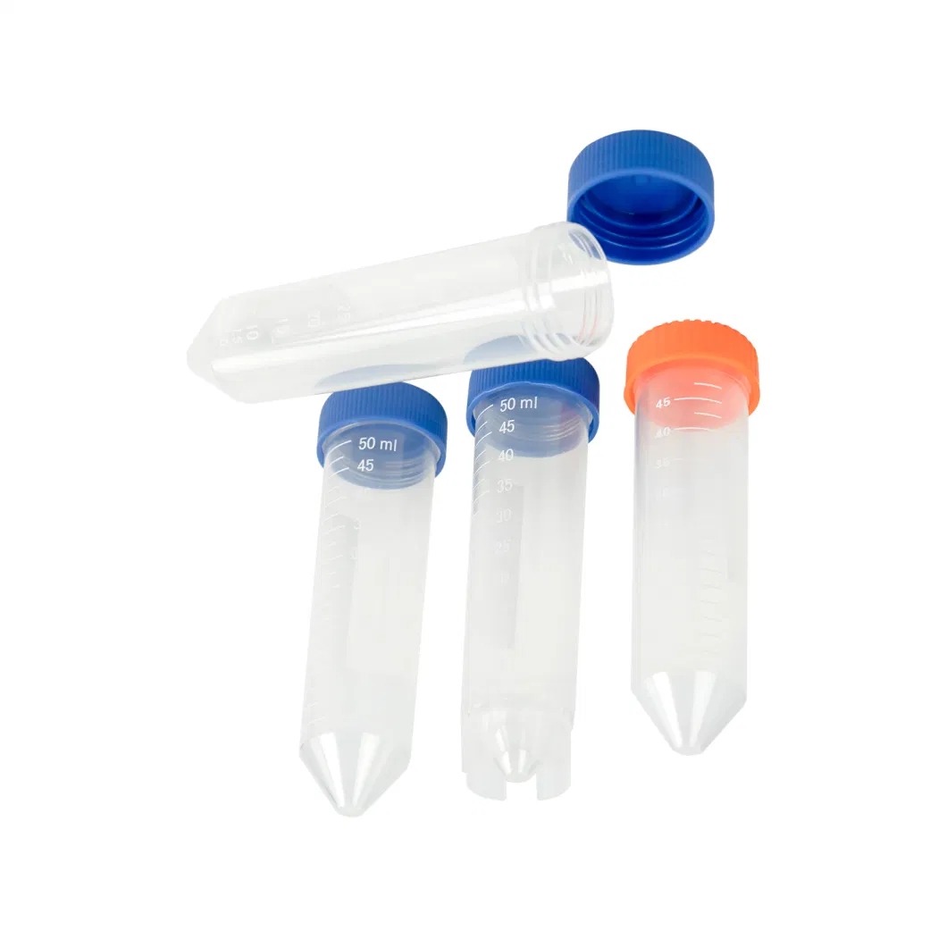 Lab Consumables 50ml Centrifugal Tubes Clear White Graduation Conical Bottom Self Standing Bulk Pack Falcon Tubes Centrifuge Tube