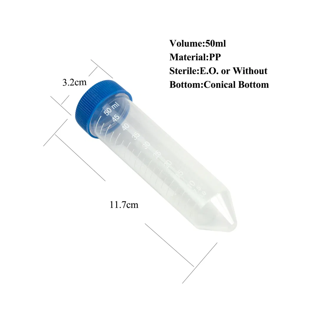 Lab Consumables 50ml Centrifugal Tubes Clear White Graduation Conical Bottom Self Standing Bulk Pack Falcon Tubes Centrifuge Tube