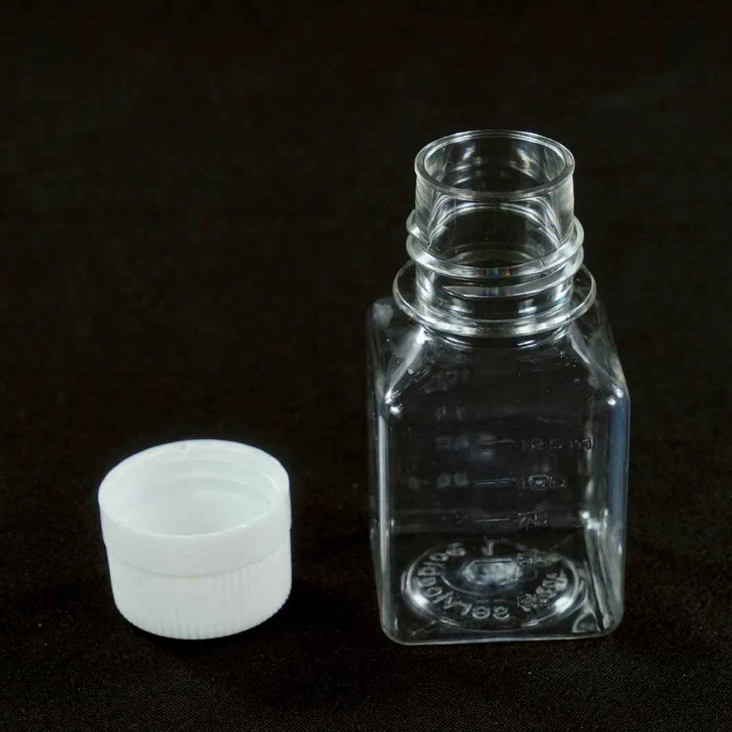 Laboratory 125ml 500ml Square Transparent Pet Plastic Media Bottles Sterile