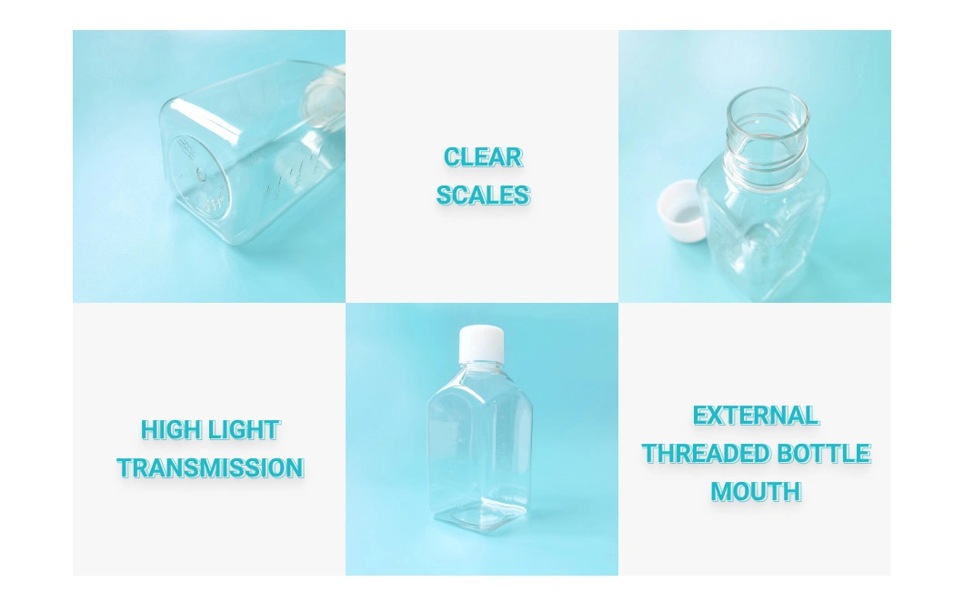 Laboratory Plasticware Manufacturer External Screw Thread Sterile Clear Scale Media Pet Transparent 1000ml Reagent Bottle
