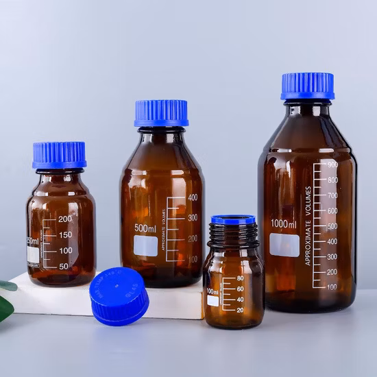 Sample Customization Lab Graduated Borosilicate Glass Chemical Reagent Media Bottle with Screw Cap